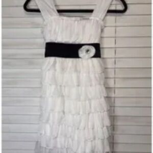Elegant White Ruffled Kids Dress